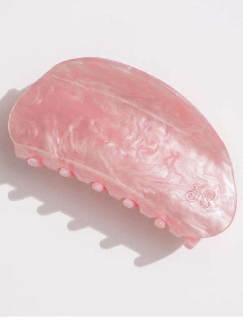 Frazier Sterling Monogram Pink Pearl Hair Claw Clip